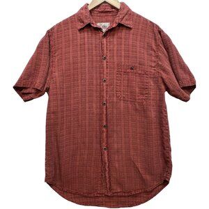 The Territory Ahead Men's Button-Up Shirt Short Sleeve Size M Dusty Red Check